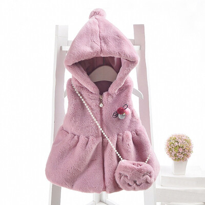 

Toddler Kids Baby Girl Sleeveless Solid Zipper Hooded Warm Waistcoat Tops Bag