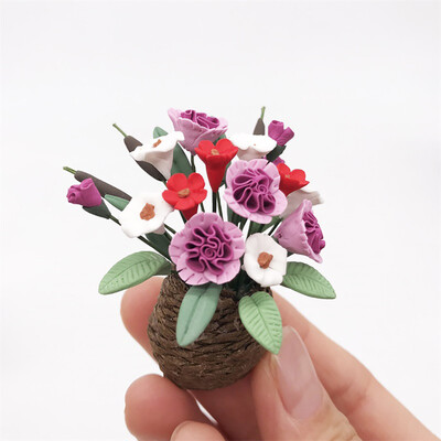 

Siaonvr Artificial 112 Dollhouse Miniature Fake Green Plant Flower in Pot Fairy Garden