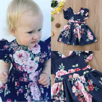 

UK Toddler Infant Kids Baby Girl Summer Floral Dress Princess Party Dresses