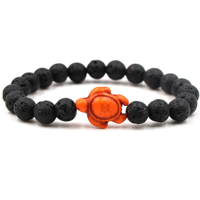 

8Mm Black Lava Stone Beads Bracelet Turquoise Sea Turtle Bracelet Beach Jewelry For Men Women Yoga Energy Friendship Bracelet