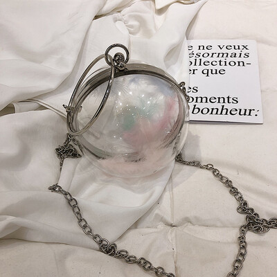 

Advanced sense bag foreign air female bag 2019 new wave fashion transparent small round bag personality temperament portable diagonal package