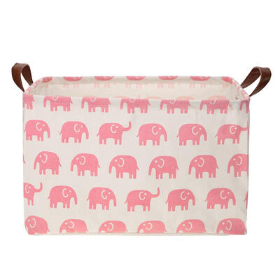

Folding Elephant Print Canvas Square Laundry Basket Toys Storage Organizer