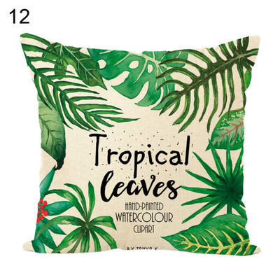 

Green Leaves Soft Linen Throw Pillow Case Cushion Cover Sofa Bed Car Home Decor