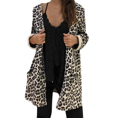 

Toponeto Womens Sexy Hoodie Cover Leopard Print Fashion Cardigan Blouse Coat Tops