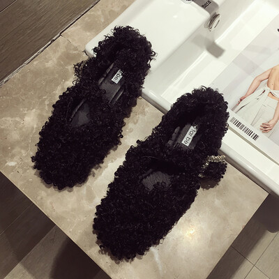 

Fairy Wind Shoe Autumn Shoe Net Red Fashion Water Drill 100-fold Wool Shoe Flat sole with Coupler Single Shoe