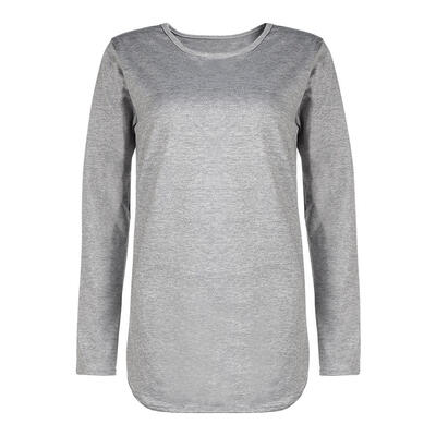 

Women Casual Solid Color Long Sleeve T-shirt Irregular Hem Tops Street Wear