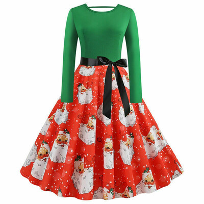 

US Women Christmas Skater Swing Dress Ladies Retro Rockabilly Xmas Party Dresses