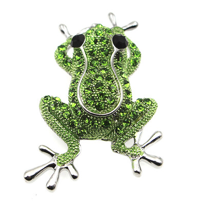 

Rose Gold Color Zinc Alloy Rhinestone Animal Frog Brooch Female Creative Cartoon corsage Wild Frog Brooches Pins For Women Men