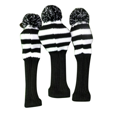 

3Pcs One Set Black white Wool Knit Golf Clubs Set Driver Fairway Wood headcovers Covers Hot