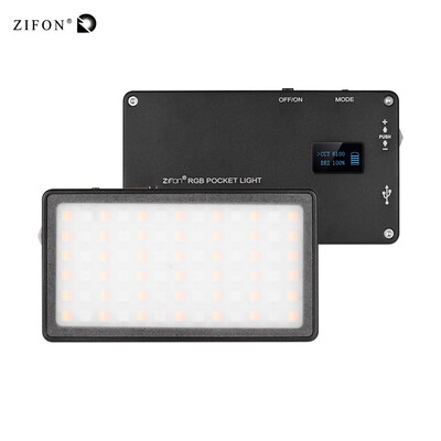 

ZIFON RGB Pocket LED Video Light Panel Camera Fill Light Dimmable 2500K-7000K Color Temperature RA97 360 Colors 7 Special Effect