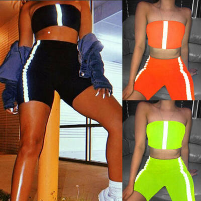 

Women Sports Suit Fluorescent Pants Vest Outfit Yoga Workout Tracksuits 2PCSSet