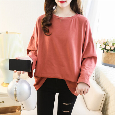 

2019 Womens Casual Long Sleeve Fit Round Neck Loose T Shirt Blouse Tops