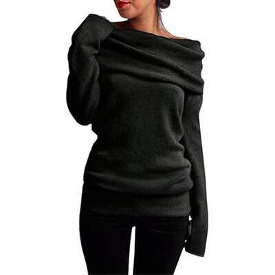 

Solid Color Off The Shoulder Fashion Casual Sweater