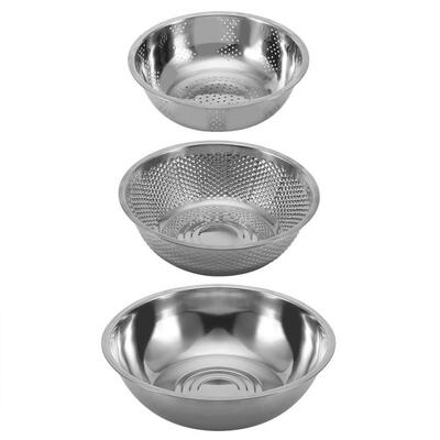 

Greensen Three-piece Set Stainless Steel Rice Sieve Kitchen Rice Washing Basin Multifuntion Washing Tool