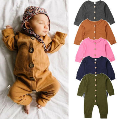 

Newborn Infant Baby Boy Girl Solid Color Romper Bodysuit Pajama Clothes Outfits