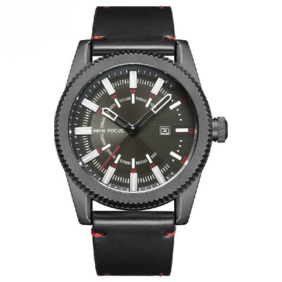 

MINI FOCUS MF0168G Man Quartz Wristwatch Waterproof Alloy Case Noctilucent Function Genuine Leather Strap Male Watch