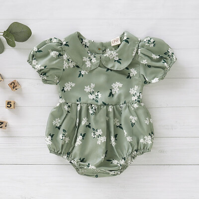 

2019 Baby Newborn Girls Floral Pattern Jumpsuit Short Sleeve Romper Infant Casual Bodysuit Outfits