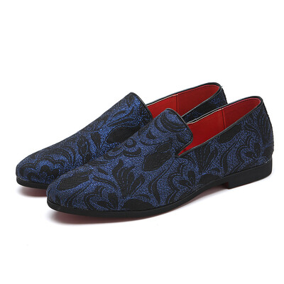 

Personality fashion embroidery casual shoes male one foot pea bean shoes Taobao