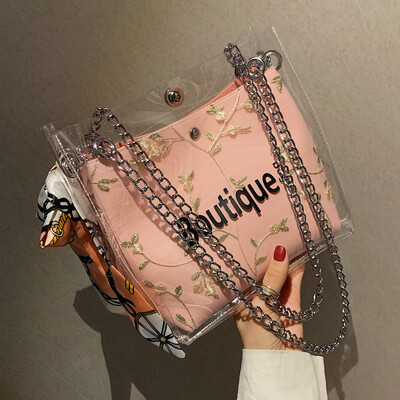 

Fairy bag 2019 new small fresh lace jelly bag Joker scarves bucket beach Messenger bag
