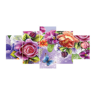 

5pcs 5D DIY Full Drill Diamond Painting Butterfly Flowers Cross Stitch Kit