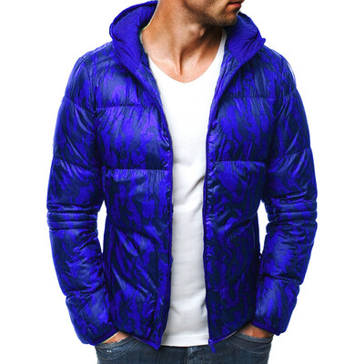 

Mens Thick Quilted Print Zipper Jacket Slim Long Sleeve Sports Winter Warm Tops