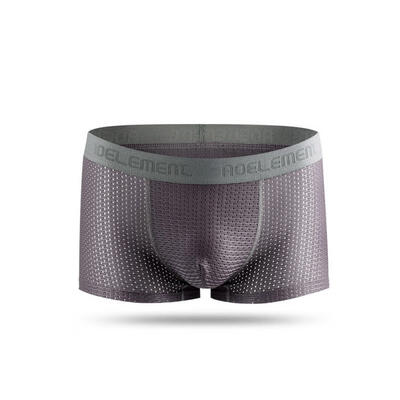 

Summer Cool Nylon Spandex Mens Boxer Briefs Ultrathin Elastic Breathable Mesh Holes 3D Convex Underwear For Men