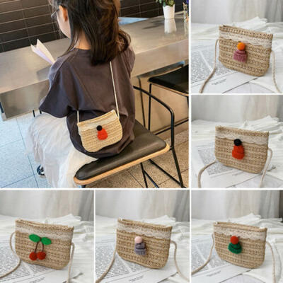 

Toddler Baby Beach Messenger Bags Children Kids Girls Straw Shoulder Bag Handbag