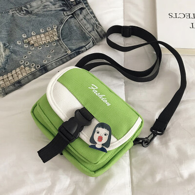 

2019 new fashion personality contrast color Messenger bag casual cute wild shoulder bag female temperament canvas small square bag