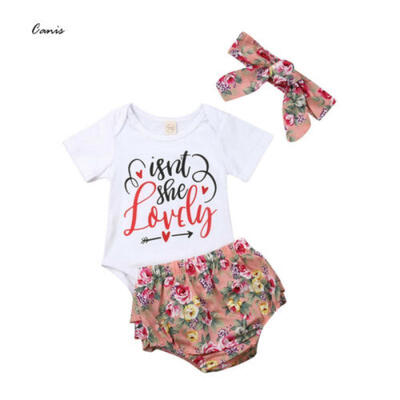 

Cute Newborn Baby Girls Floral Tops Romper Bodysuit Pants Shorts Briefs Outfits
