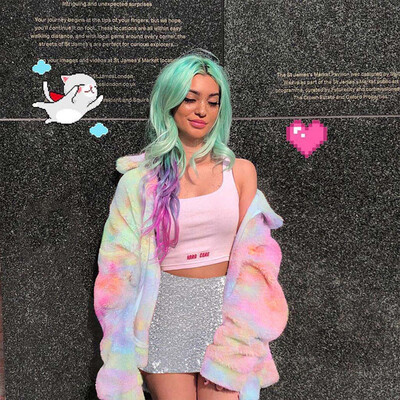 

Toponeto Womens Colorful Artificial Wool Collar Long Sleeved Zipper Jacket