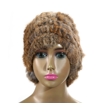 

Women Russian Rabbit Fur Knitted Cap Nice Winter Warm Beanie Hat
