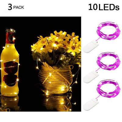 

Gobestart 3Pcs 10LED Fairy Lights Battery Starry String Copper Wire Decor Christmas