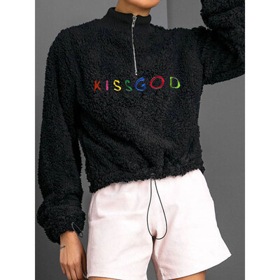 

Gobestart Women Solid Top Hooded T-shirt Cropped Long Sleeve Sweatershirt Shirts