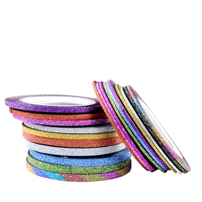 10pcs Nail Polish Glitter Striping Tape Line Nail Art Tips Beauty Decor
