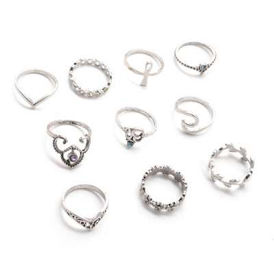 

Ring Stacking Ring Set Jewelry Carved Birthday Gift Accessories Women Twist Mid Index Finger Rings Hand Crown Hollow Palm Midi
