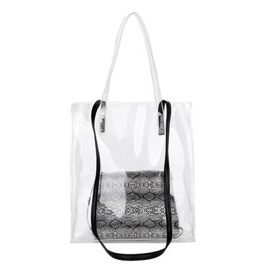 

2pcsset Transparent PVC Jelly Totes Women Snake Clutch Shoulder Handbags