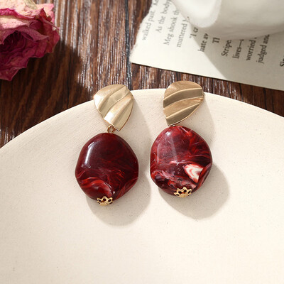 

Womens Earrings Korean Style Metal Geometry Acrylic Vintage Drop Long Earrings Fashion Jewelry Winter 2019 Accesorios Mujer