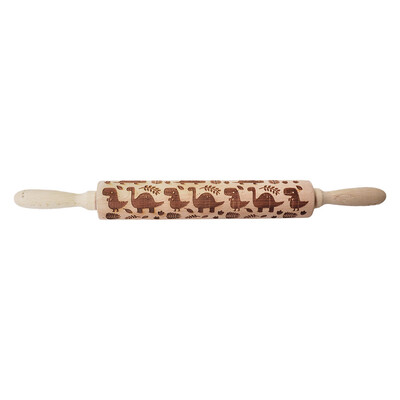Toponeto Christmas Rolling Pin Engraved Carved Wood Embossed Rolling Pin Kitchen Tool