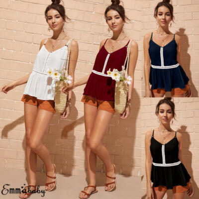 

US Women Sexy V Neck Mesh Backless Camisole Vest Blouse Lace Cami Crop Tops New