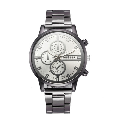

Gobestart Fashion Man Crystal Stainless Steel Analog Quartz Wrist Watch