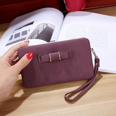 

Women Lady Bowknot Leather Wallet Long Purse Phone Card Holder Clutch Handbag
