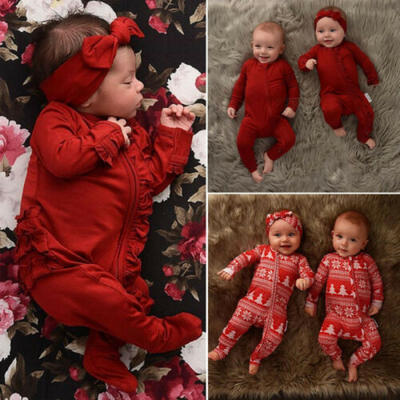 

US Newborn Kid Baby Girl Christmas Clothes Romper Top T-shirt Pants Xmas Outfits
