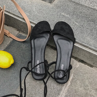 

High-heeled sandals female fairy wind students 2019 summer matching skirt shoes Joker night breeze gentle shoes heel