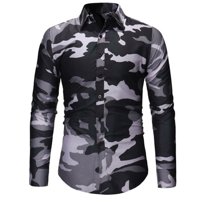 

Men\s Fashion Camouflage Long Sleeved Shirt