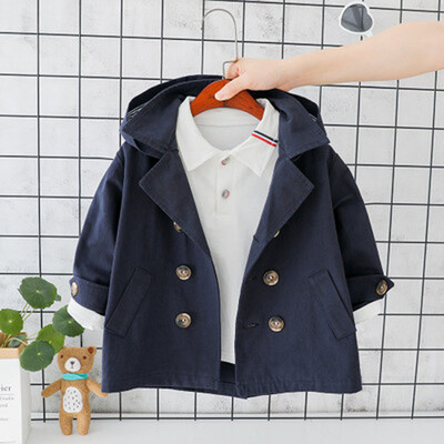 

Toddler Baby Boy Long Sleeve Fashion Warm Hooded Wind Coat Trench Coat 0-5 Years