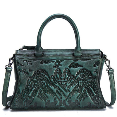 

Genuine leather women shoulder crossbody bag for female 2018 new luxury embossed handbags brand handbag designer messenger bags