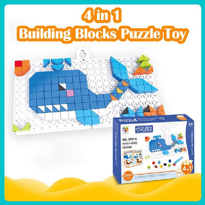 

4 in 1 Bricks Puzzle Toy Building Blocks for Toddlers Educational Toys for Kids Terrestrial Animals Models Bricks Toys Gift for Ki