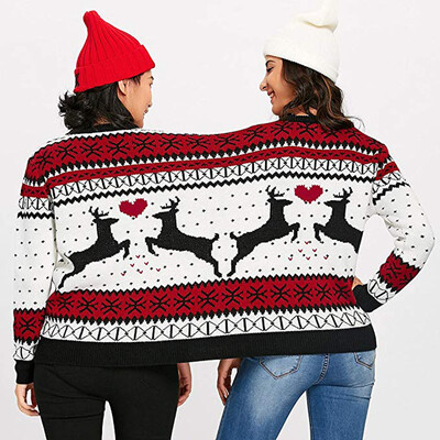 

Gobestart Two Person Ugly Sweater Xmas Couples Pullover Novelty Christmas Blouse Top Shirt