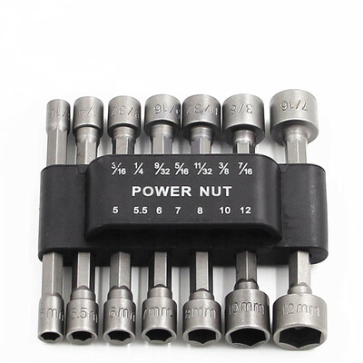

14x Power Nut Driver Hex Shank Drill Bit Adapter Socket Wrench Screw Tool Set