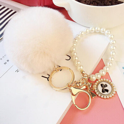 

Pearl Ball Excellent Female Plush Rex Key Buckle Car Plush Hair 8cm Original Original Hanging Pendant Rabbit Lovely Bag Korea